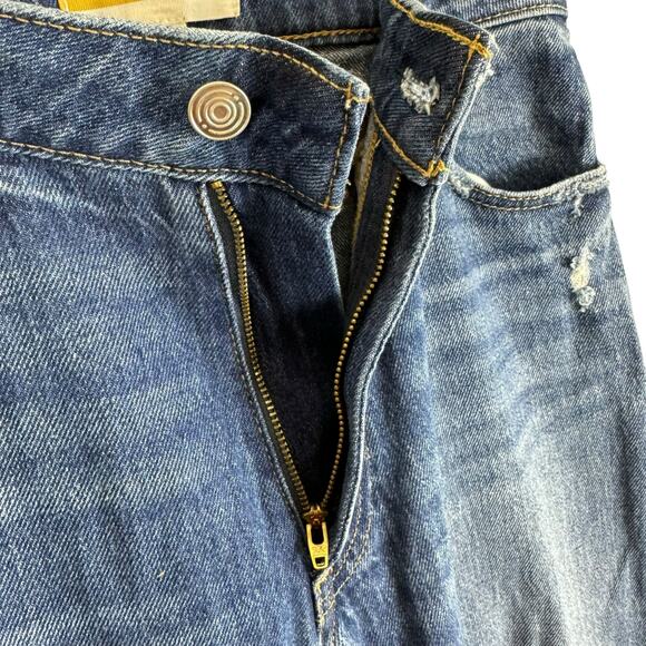 Old Navy Medium Wash Legacy Straight High Rise Cotton Distressed Denim Jeans 8 - Picture 3 of 7